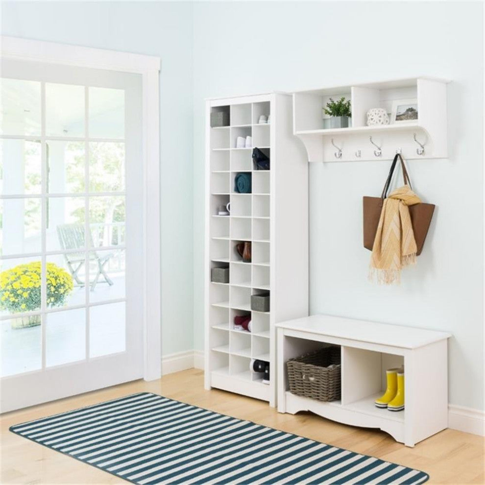 Prepac Space Saving 36 Cubby Shoe Storage Cabinet in White
