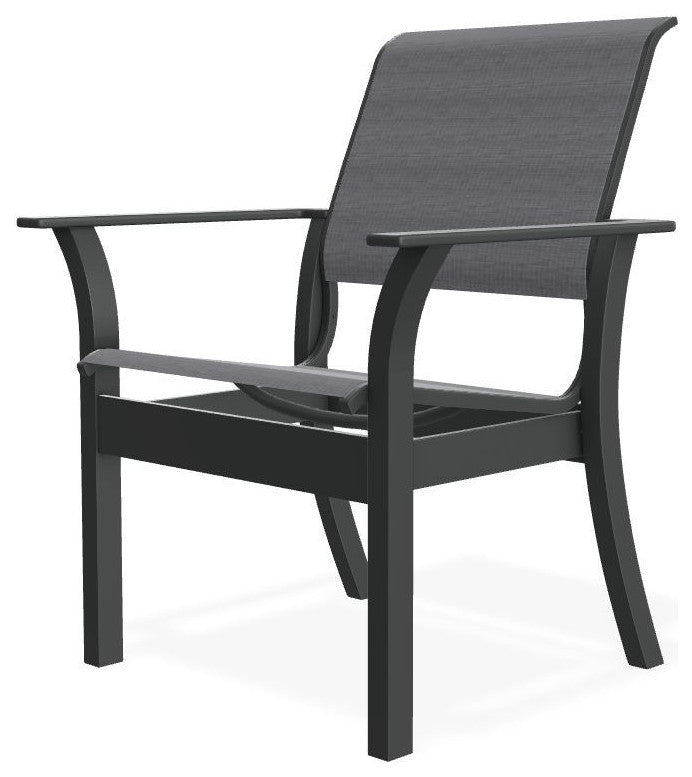 Leeward Sling Stackable Outdoor Dining Chair, Augustine Pewter/Graphite