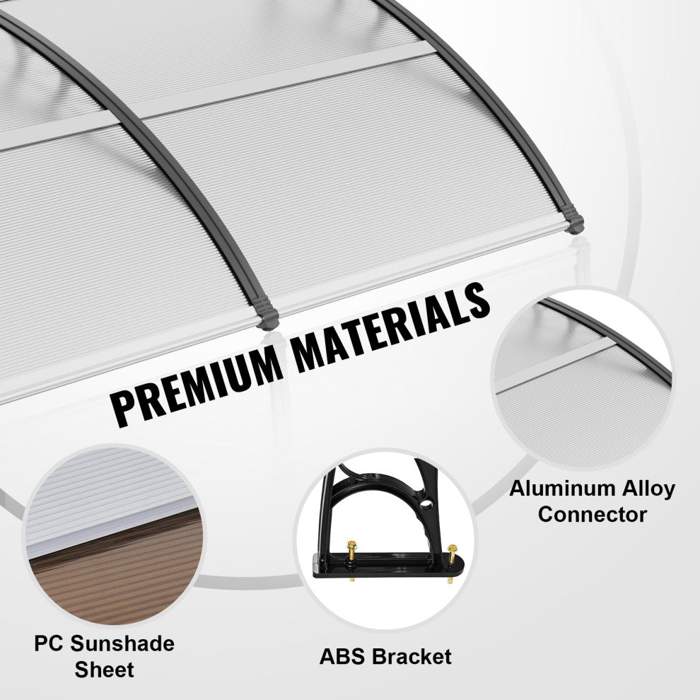 VEVOR Window Door Awning Canopy UV Rain Cover 38"x78" PC Sheet transparent