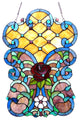 ROZE Tiffany-glass Victorian Window Panel 24inches Height