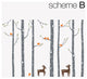 Birch Tree with Bird and Deer Wall Decals, Scheme B, Standard