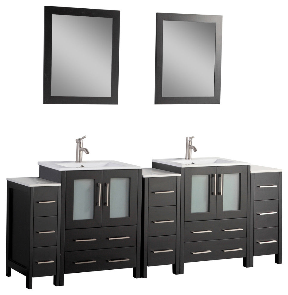 Vanity Art Vanity Set With Ceramic Top, 84", Espresso