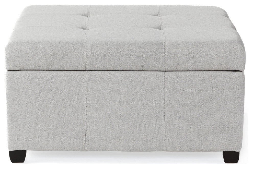 GDF Studio Carlyle Fabric Storage Ottoman, Light Gray Fabric