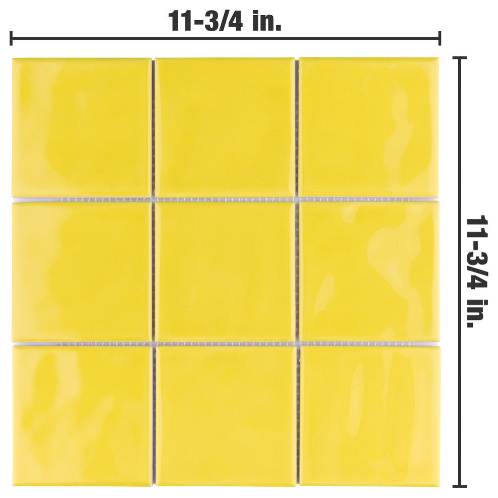 Twist Square Ceramic Mosaic Tile, Yellow Lemon