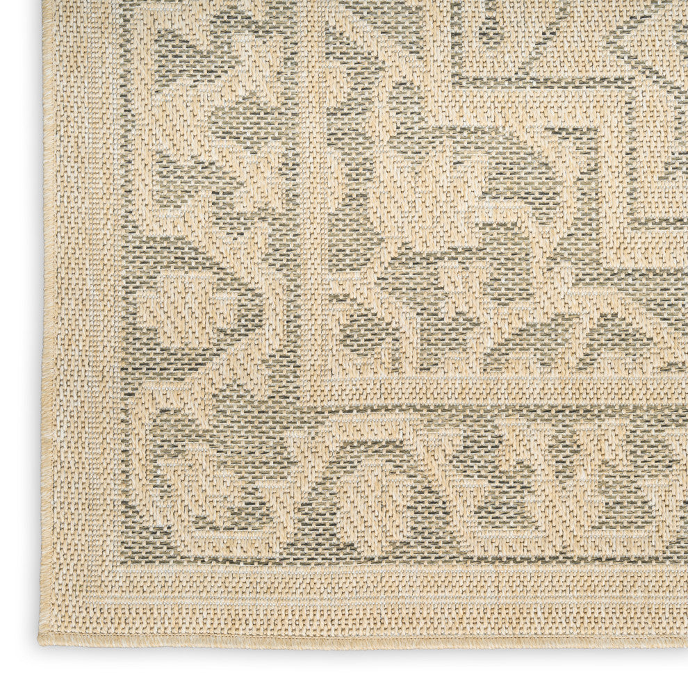 Nourison Tulum 2'2" x 8' Taupe Olive Outdoor Rug