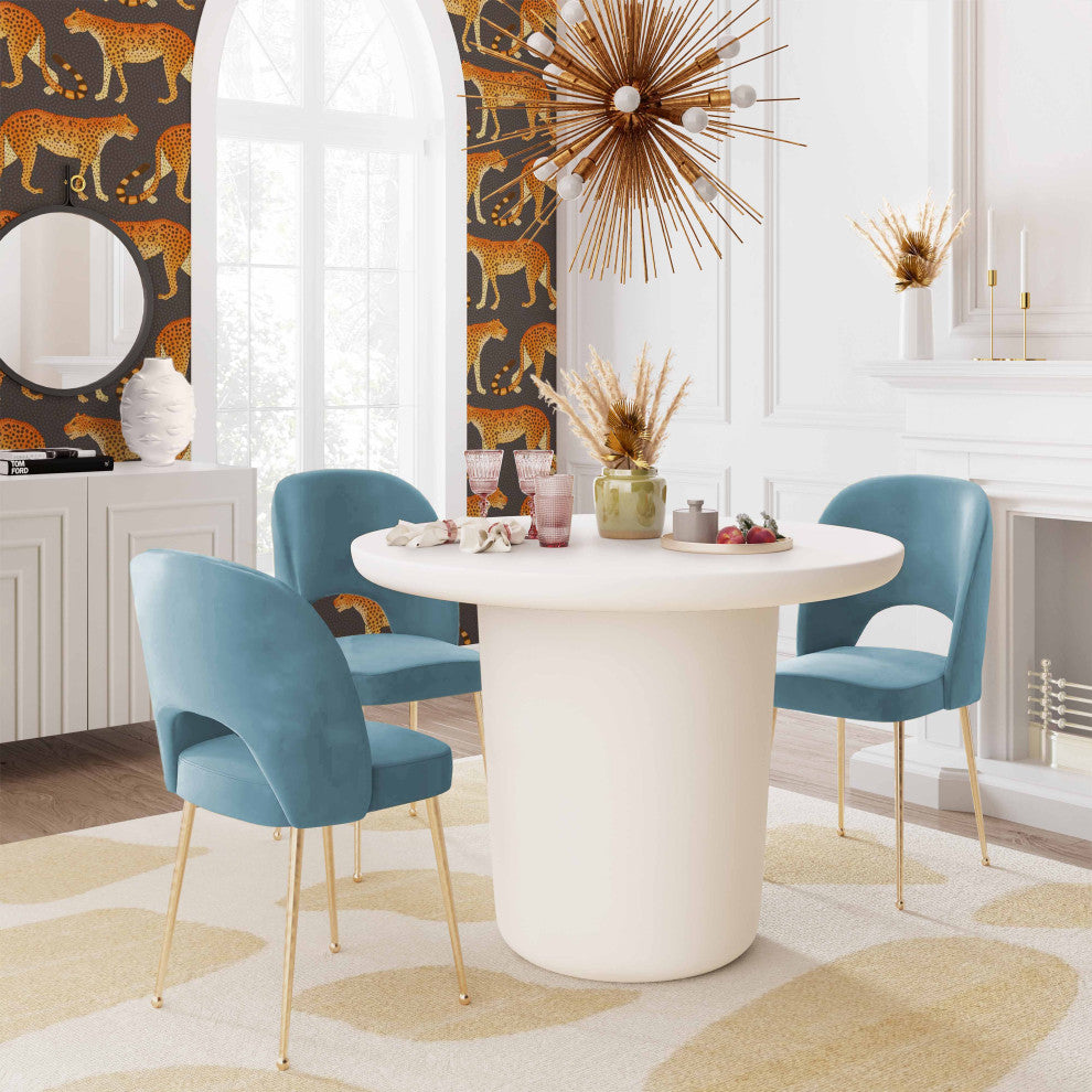 Swell Sea Blue Velvet Chair - Blue