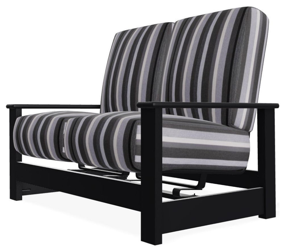 Leeward Deep Seat Outdoor Loveseat with Hidden Motion, Sensory Granite/Black