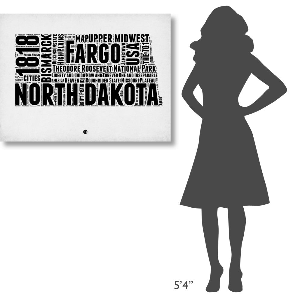 "North Dakota Word Cloud 2" Fine Art Print