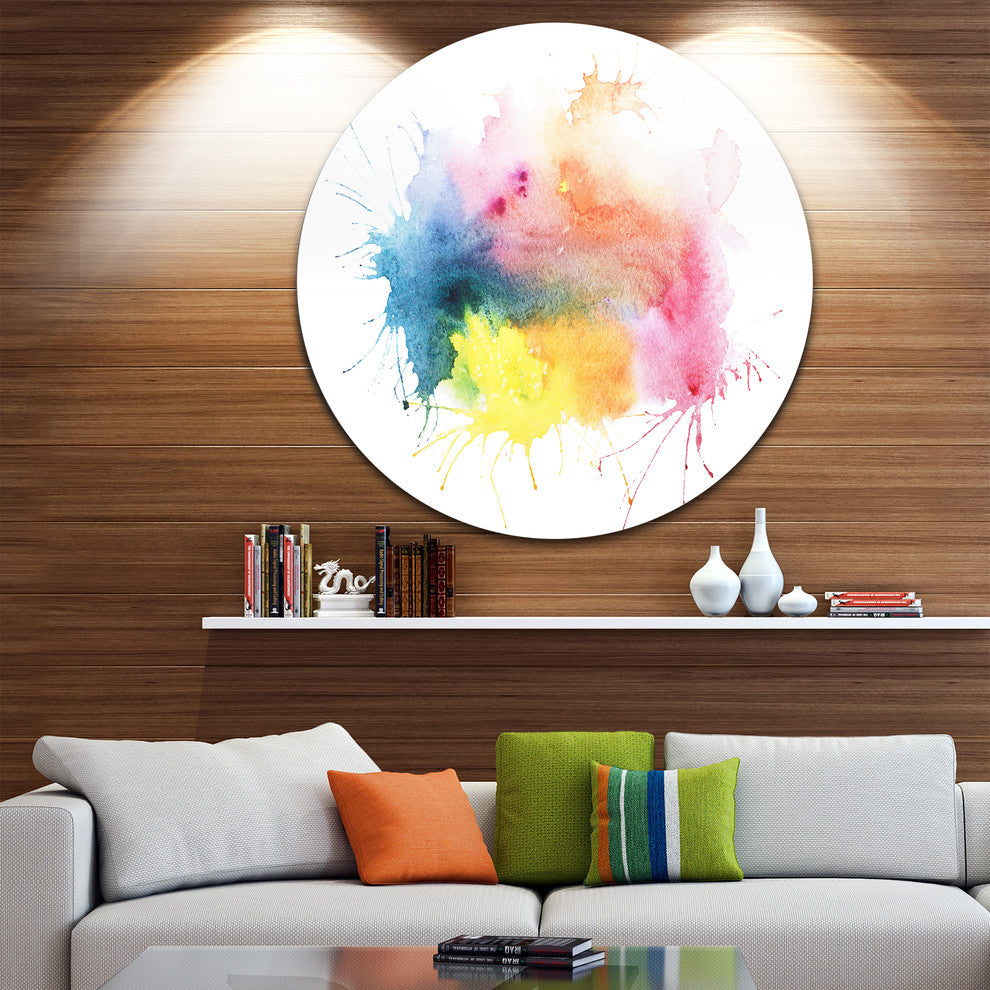 Abstract Blots Aquarelle Art, Abstract Disc Metal Artwork, 11"