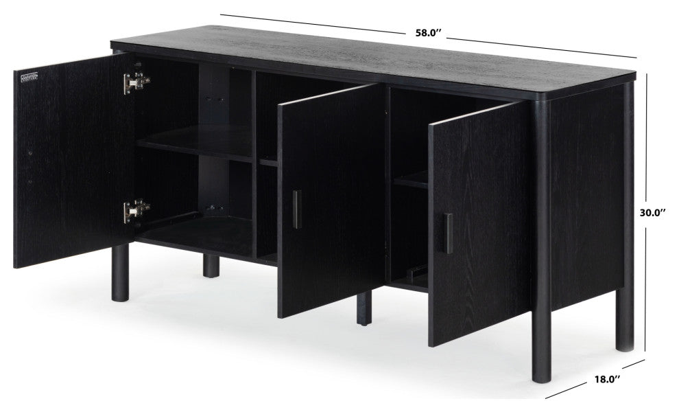 Safavieh Couture Jaylessa Wood 3 Door Sideboard, Black