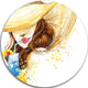 Woman With Fruit Cocktail, Abstract Round Wall Art, 23"