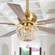 52 in Crystal Ceiling Fan with Remote Control in Gold