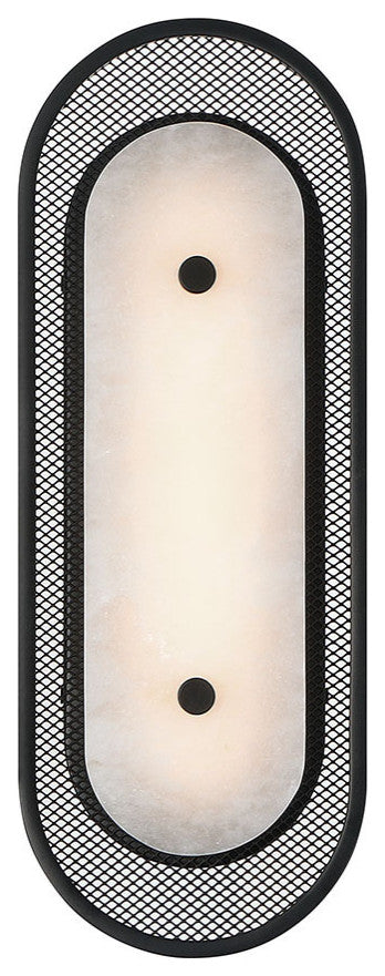 Tramore, Wall Sconce , 16", Matte Black, Alabaster