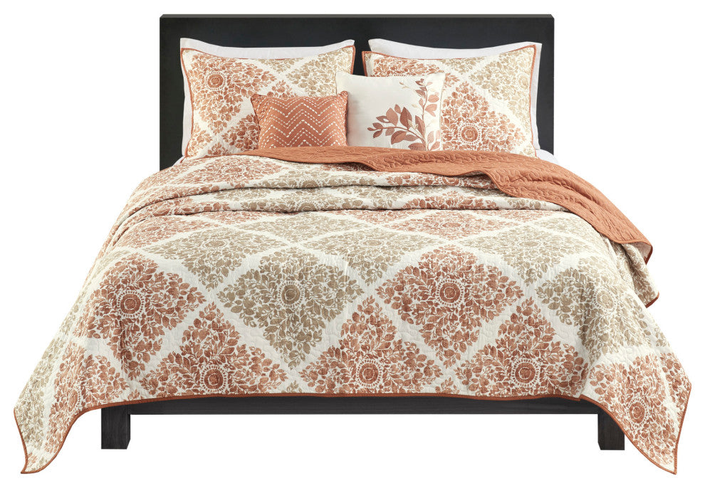 Madison Park Printed Quilted 6-Piece Coverlet Set, King/California King