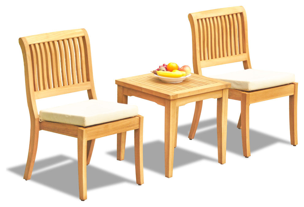 3-Piece Outdoor Dining Set, 20.75" Square Table,2 Arbor Stacking Armless Chair