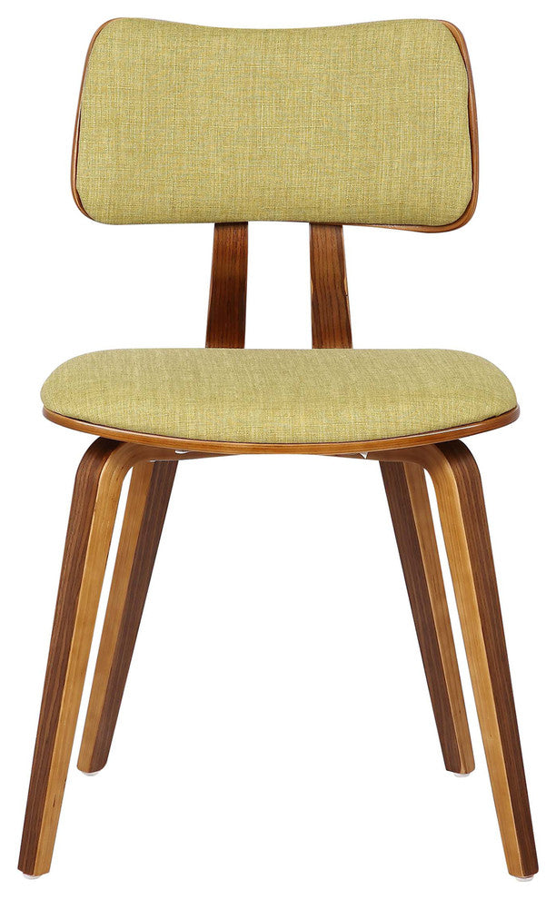 Mick Dining Chair, Walnut Wood and Green Fabric