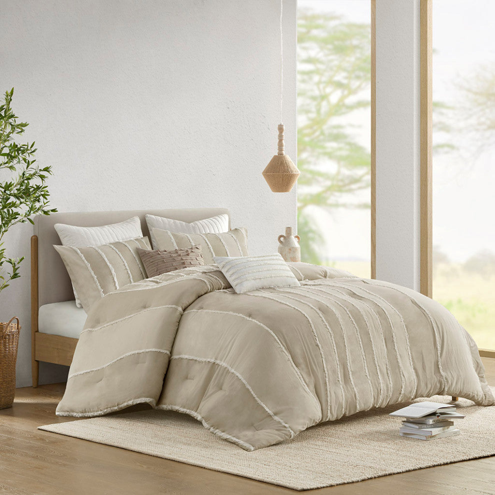 INK+IVY Shay 3 Piece Striped Cotton Comforter Set