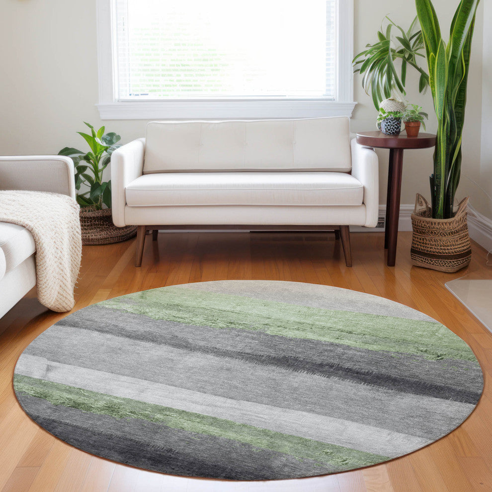 Machine Washable Indoor/Outdoor Chantille ACN1883 Aloe 8' x 8' Round Rug