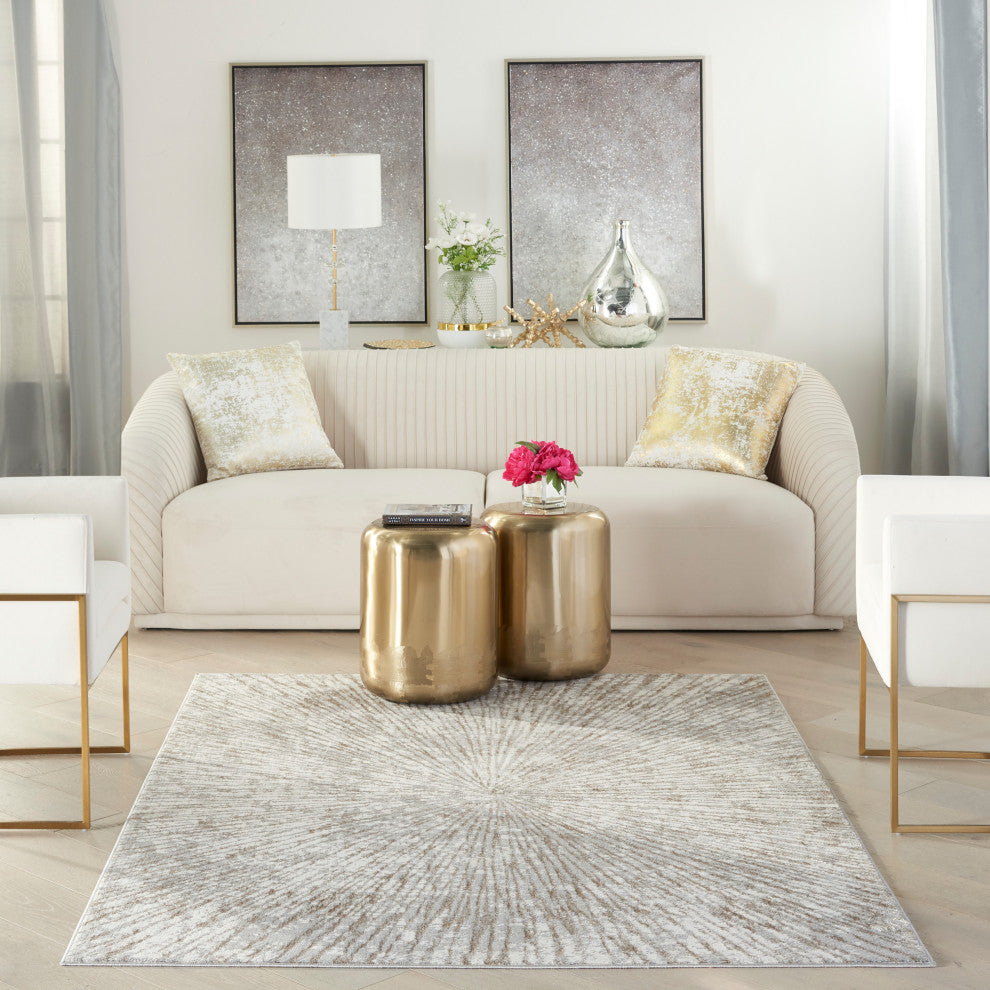 Nourison Glow 8' x 10' Grey Mocha Glam Indoor Rug