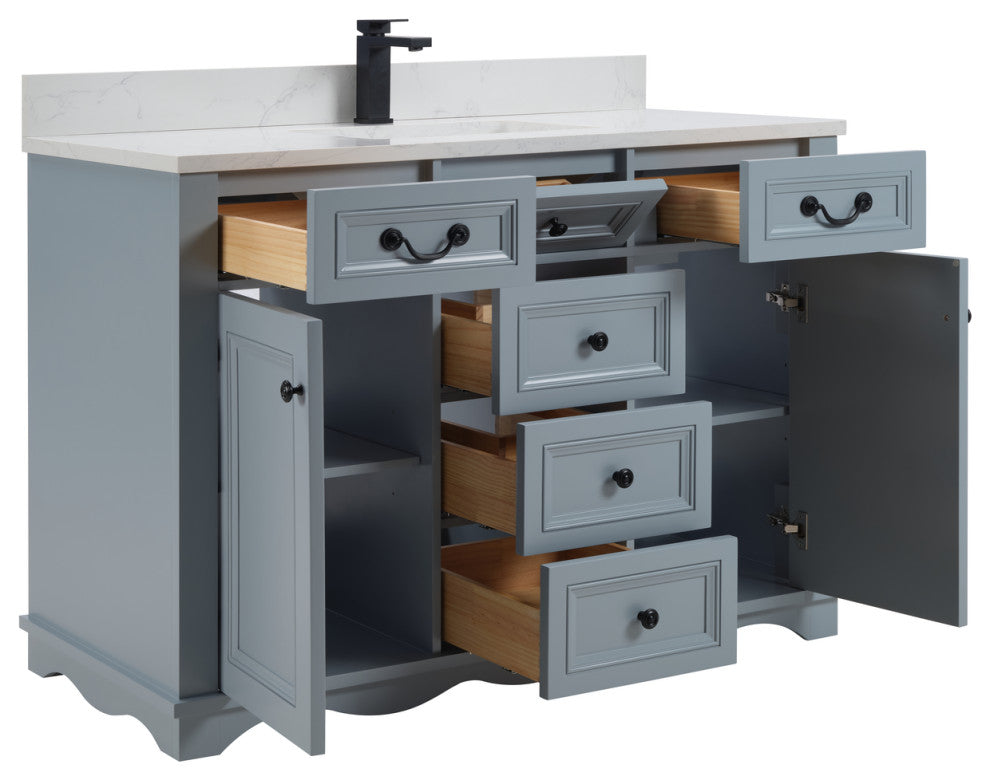 Legion Furniture WS2512 Series Bathroom Sink Vanity, Cadet, 48", Artificial Stone Top, Single Sink