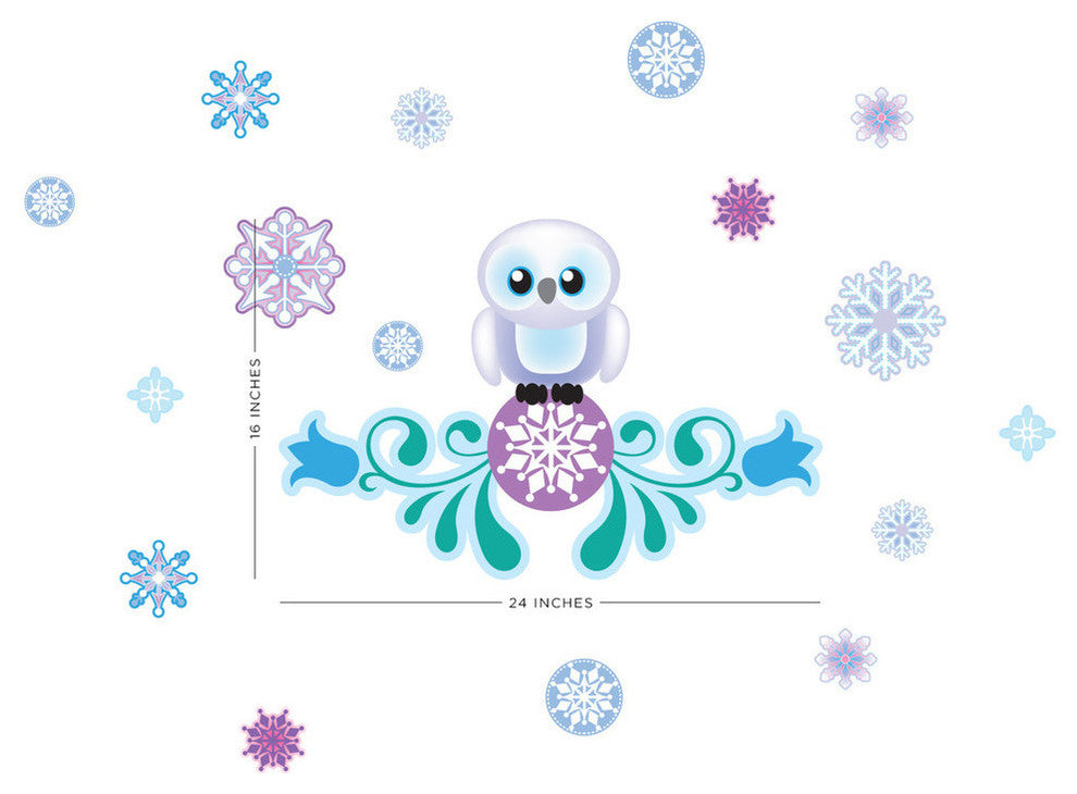 Frozen Inspired Snow Owl Fabric Wall Decal With Flowers