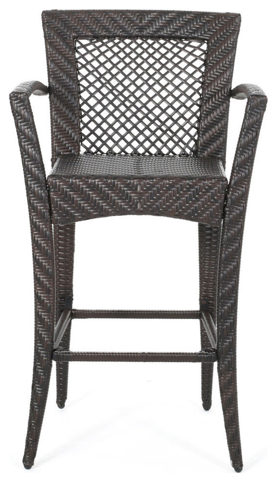 Megan Outdoor 46" Wicker Barstool, Set of 2