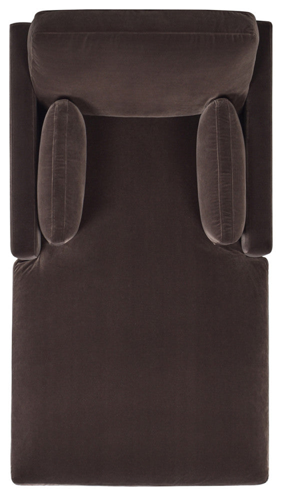 Knox 65" Modern Velvet Upholstered Chaise Lounge Chair, Deep Brown