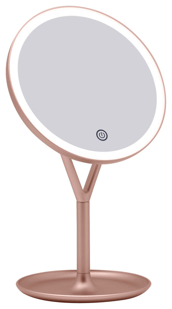 Clarity LED Makeup Mirror with Touch Sensor, Rose Gold