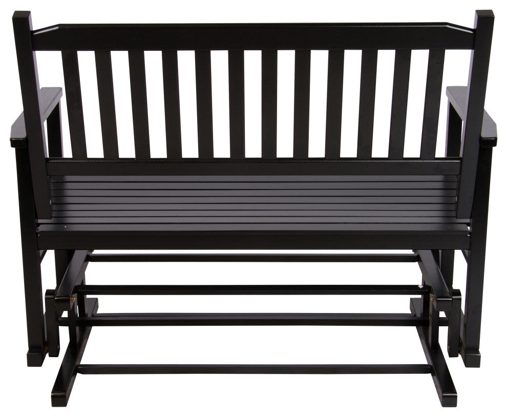 Shine Company Torrey Loveseat Porch Glider - Classic Outdoor Glider Bench, Black