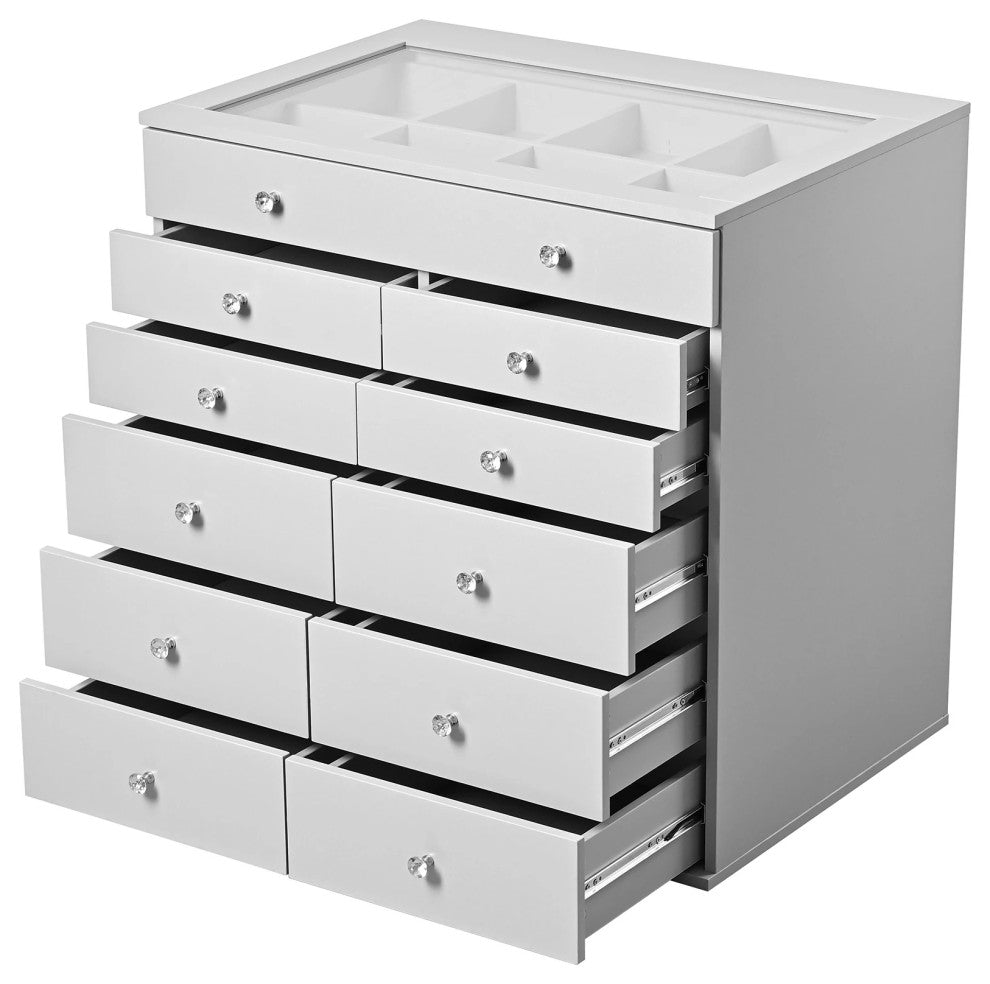 Slaystation Display Chest With Drawers, Silver