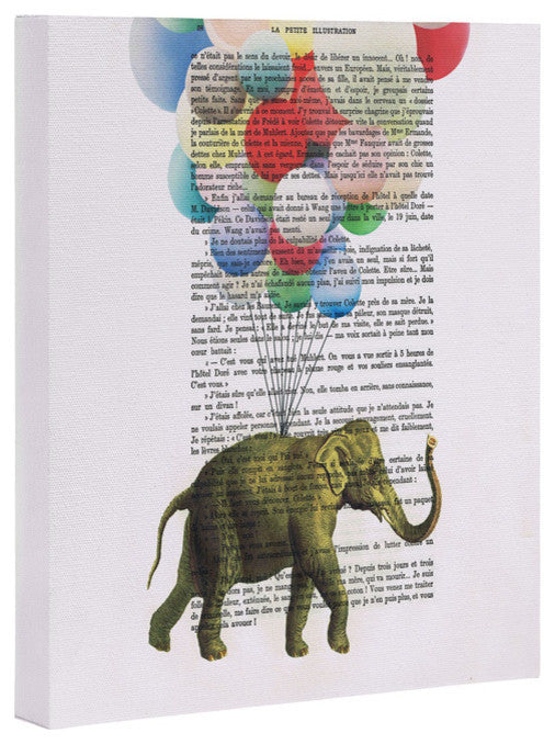Deny Designs Coco De Paris Flying Elephant Art Canvas