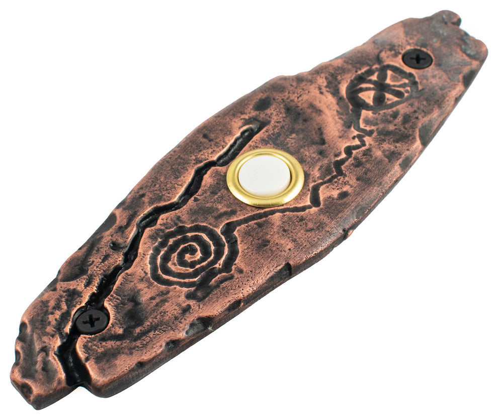 Petroglyph Doorbell, Luxury Decorative Hardware, Copper