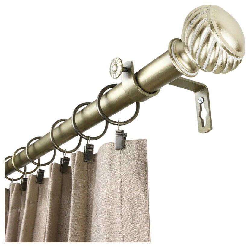 Cruller 1" Curtain Rod, Black, Gold, 48"-84"