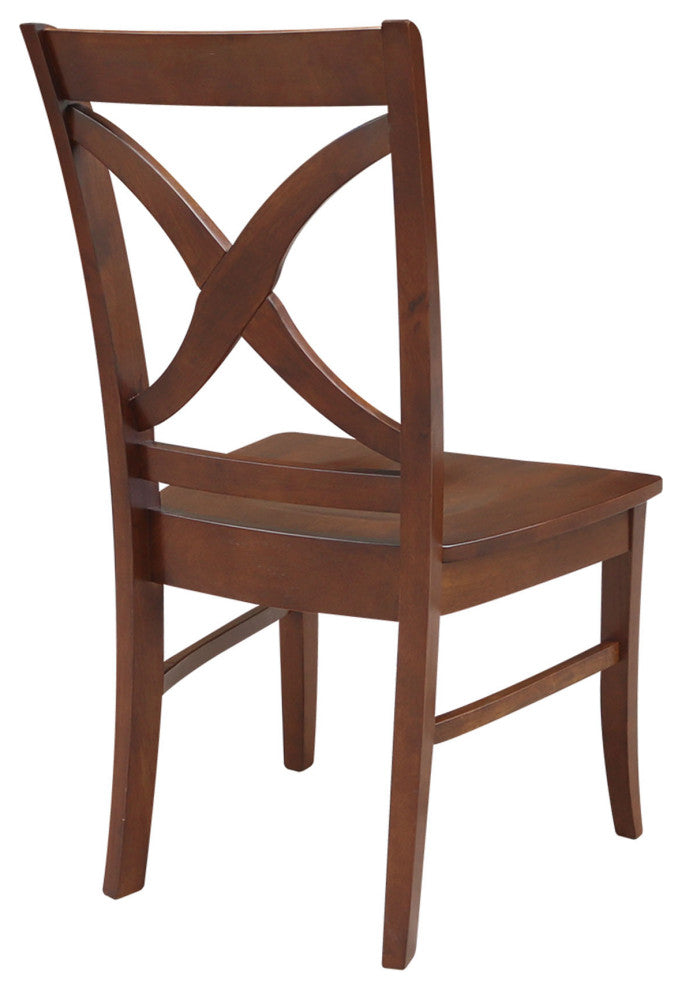 Set of Two Vineyard Curved X Back Chairs, Espresso