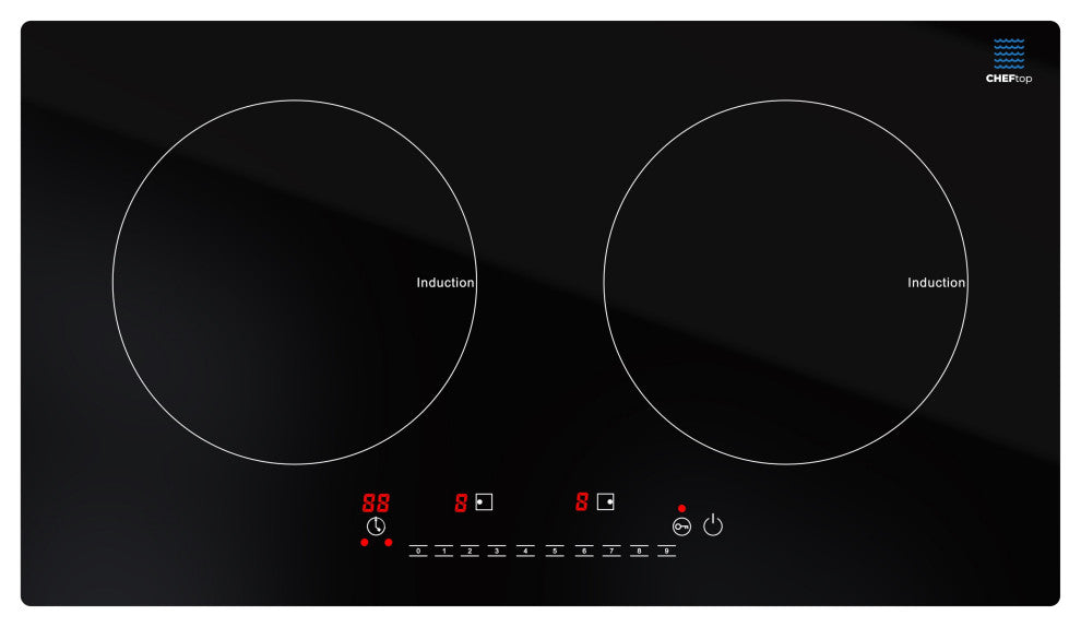 Cheftop Dual Induction Burner Cooktop - Portable 120V Digital Ceramic 2 Burner