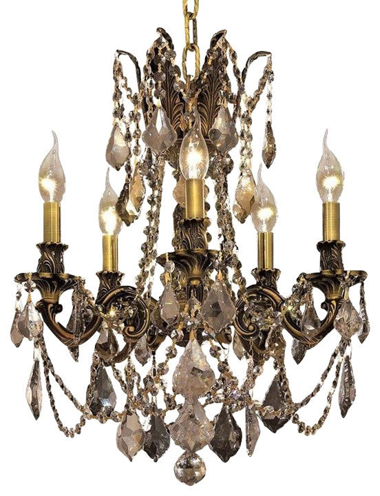 Elegant Rosalia Dining Room Light, Antique Bronze Finish With Royal Cut Crystal