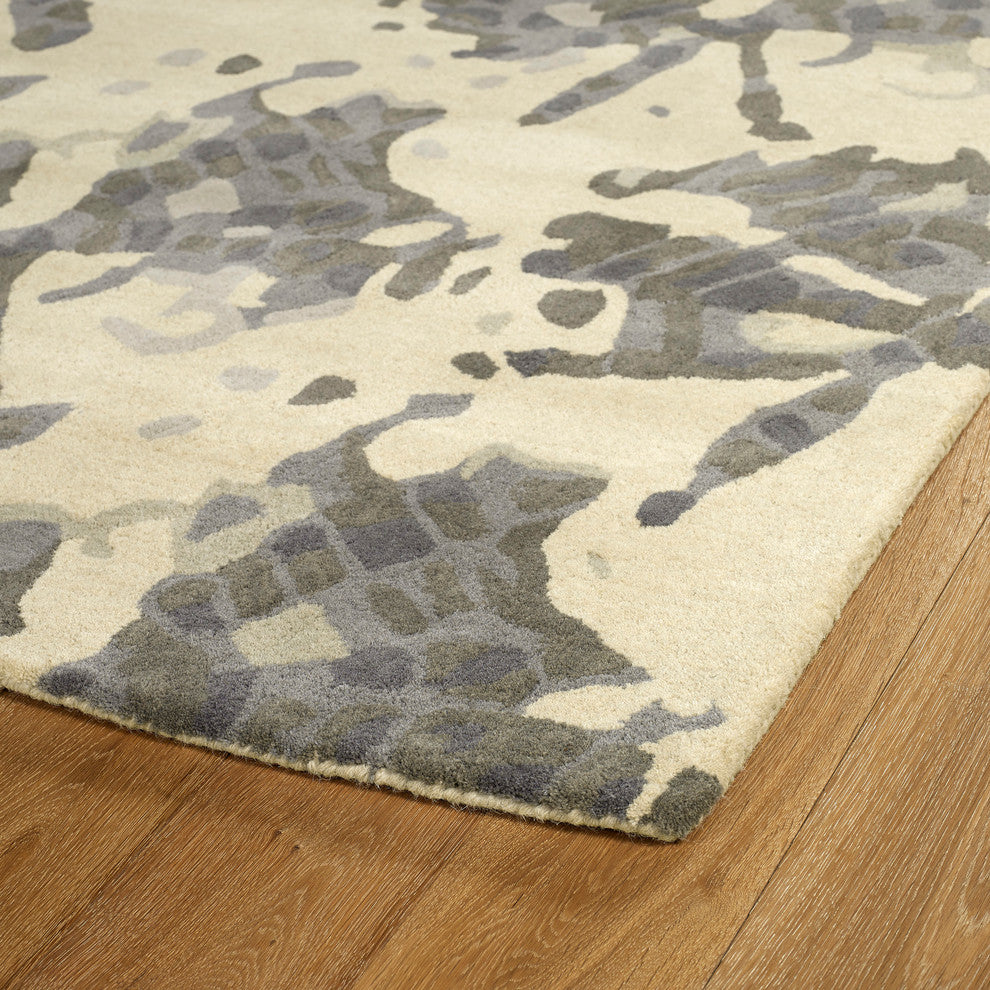 Kaleen Hand-Tufted Pastiche Gray Wool Rug, Gray, 8'x10'