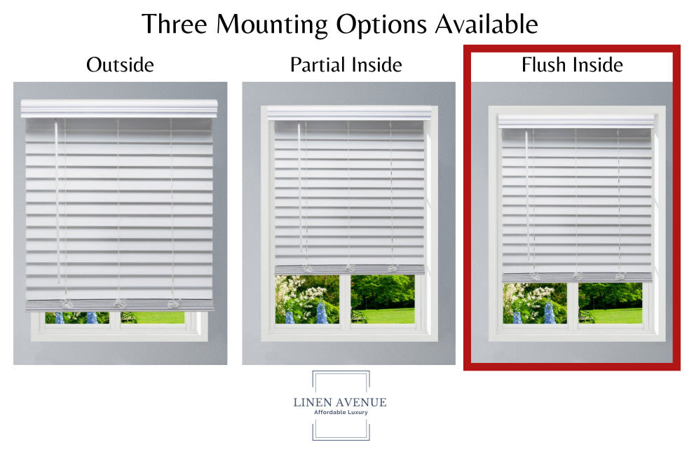 Linen Avenue Custom Cordless Faux Wood Blind , 39 1/2Wx48H Flush Inside Mount