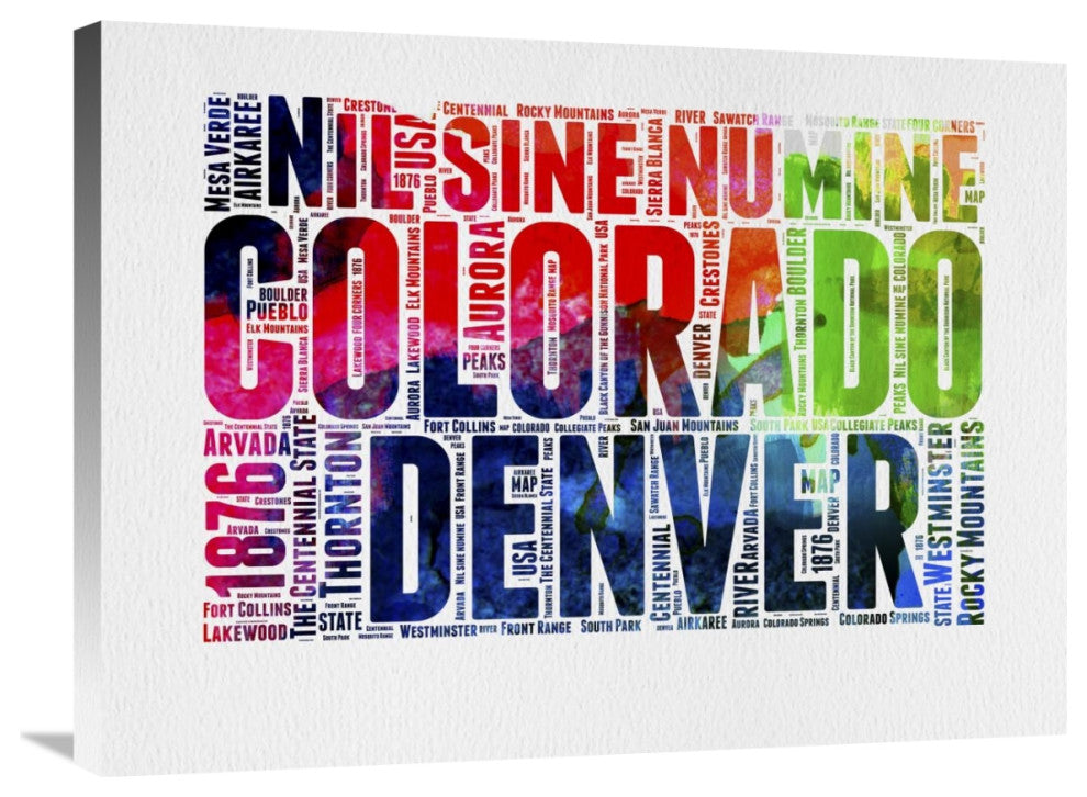 "Denver Watercolor Word Cloud" Fine Art Print