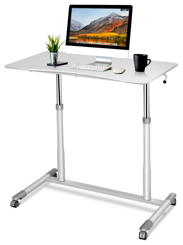Costway Height Adjustable Computer Desk Sit to Stand Rolling Notebook Table