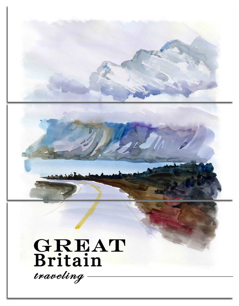 "England Cold Landscape" Metal Wall Art, 3 Panels, 28"x36"