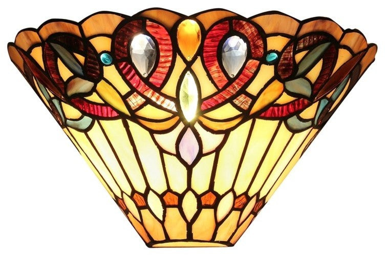 AMBROSE Tiffany-style 1 Light Victorian Wall Sconce 12inches Wide