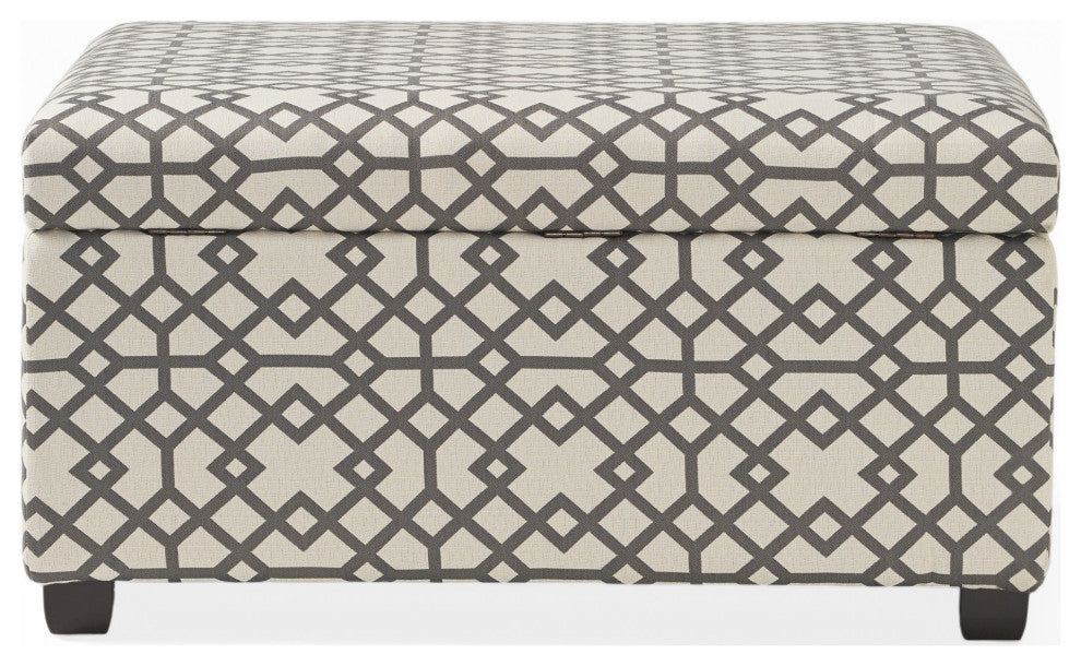 GDF Studio Estee Gray Geometric Patterned Fabric Storage Ottoman