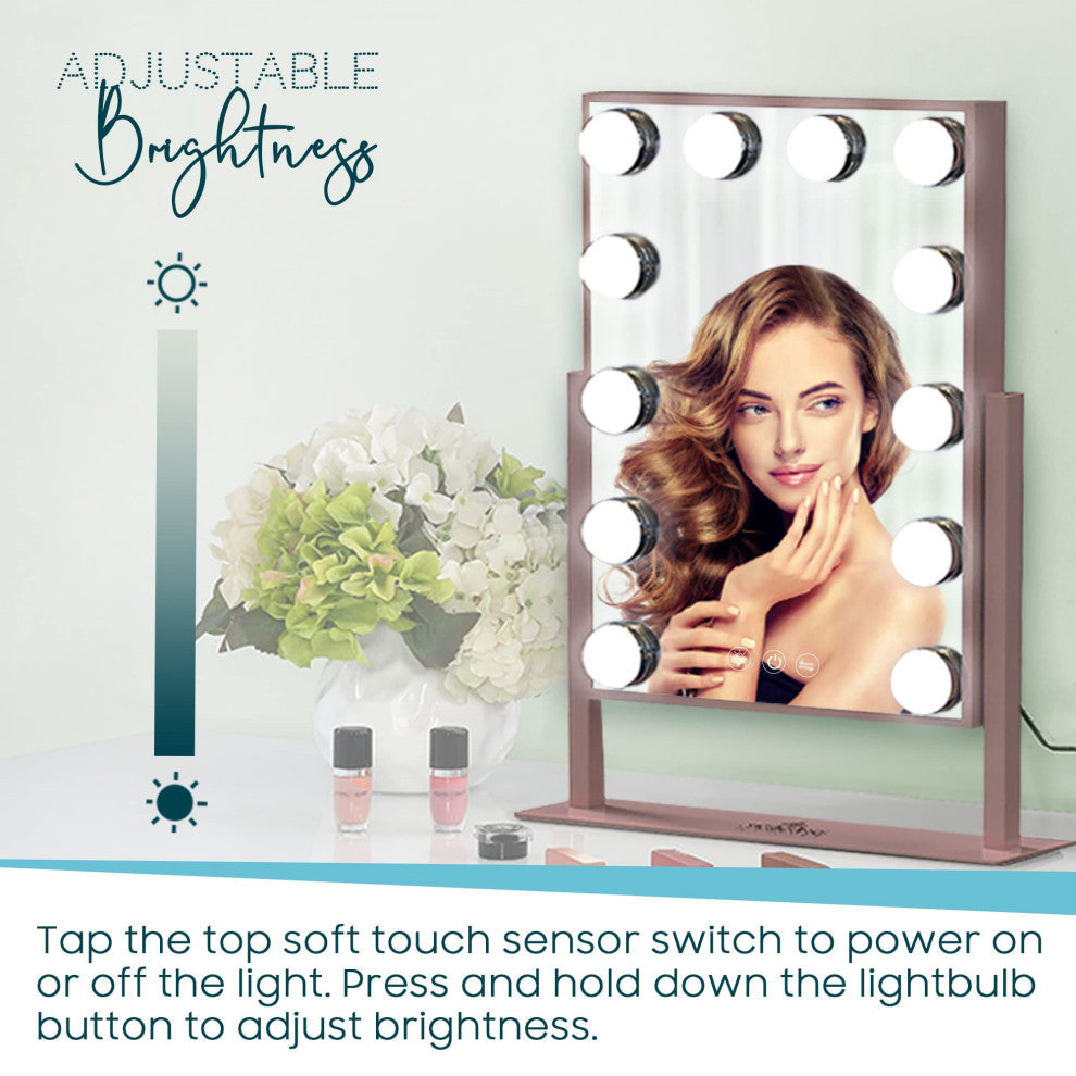 Hollywood Tri Tone XL LED Makeup Mirror with 360 Degree Swivel, Black