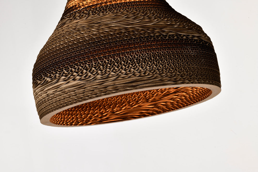 Matte Black Modern Nordic Style Pendant With Natural Brown Origami Paper Shade