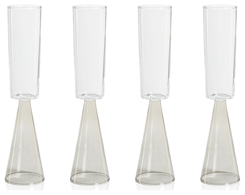 Viterbo Champagne Flutes, Set of 4, Smoke