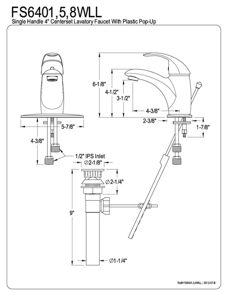Single Handle 4" Faucet with Retail Pop-up & Optional Deck Plate FS6405WLL