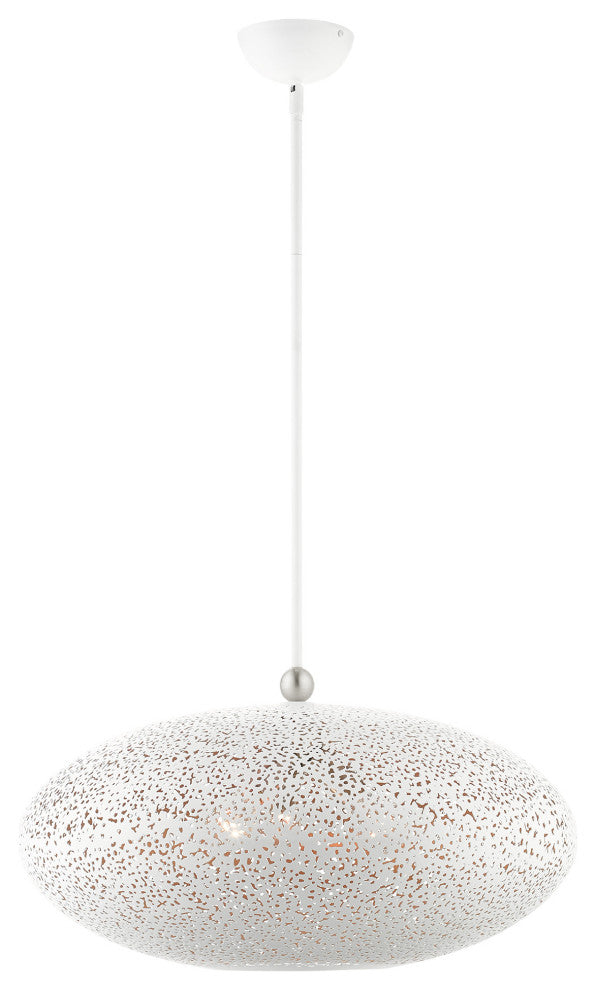 Livex Lighting Charlton 3 Light White, Brushed Nickel Accents XL Pendant