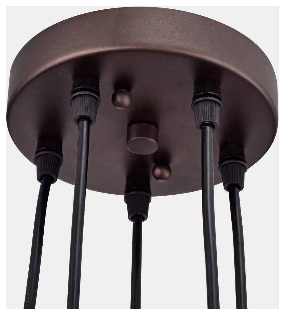 CHLOE Lighting IRONCLAD Industrial 5 Light Oil Rubbed Bronze Large Pendant