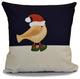 Merry Christmas Bird Pillow, Gold, 20"x20"